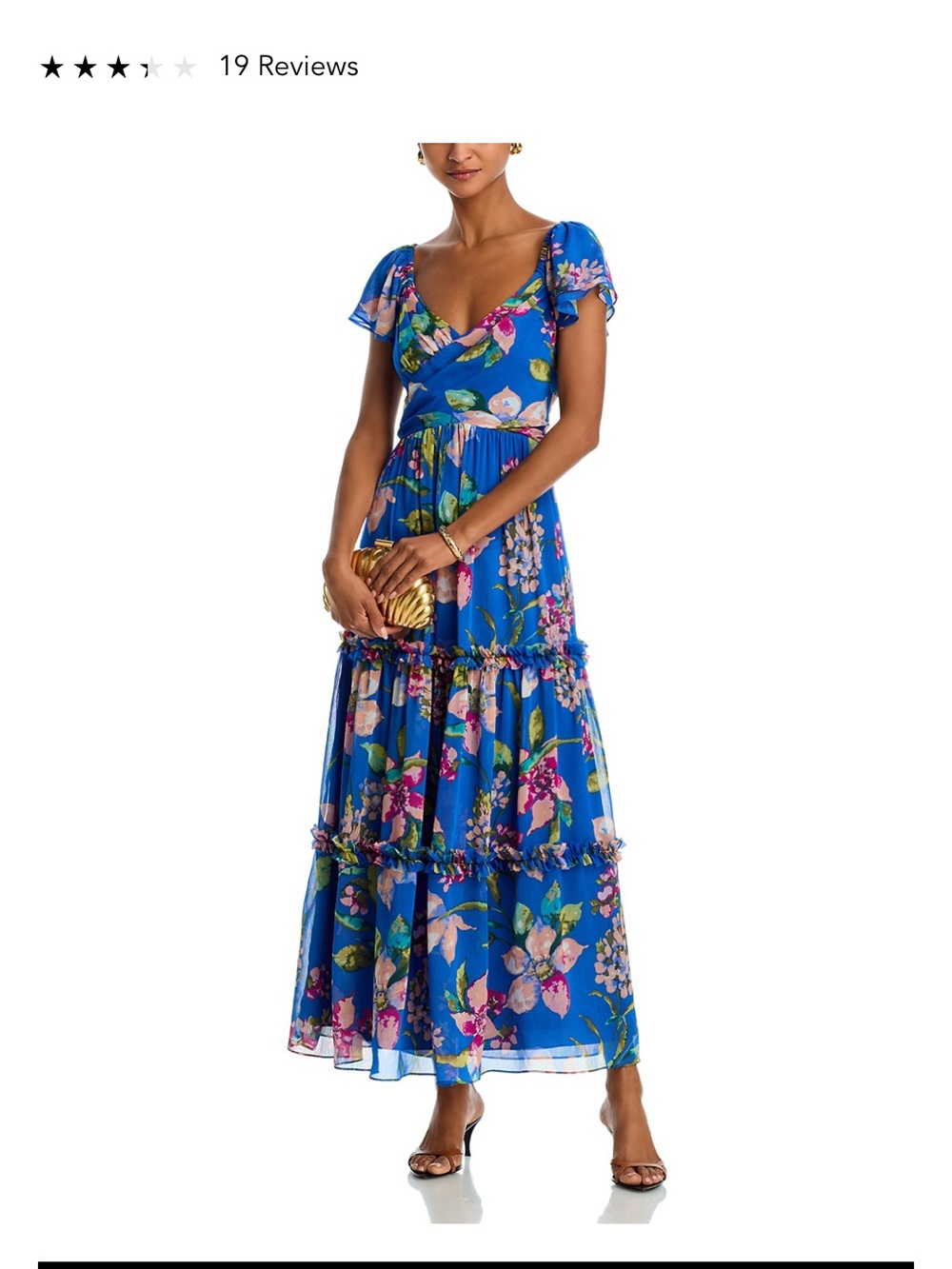 New without Tags: AQUA Floral Chiffon Flutter Sleeve Maxi Dress- size medium